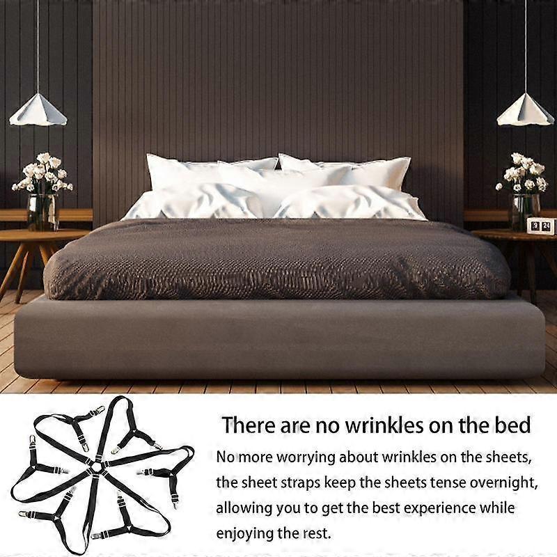 6-Head Elastic Bed Sheet Holder Clips, Adjustable Strong Grippers V1263-JX-3916