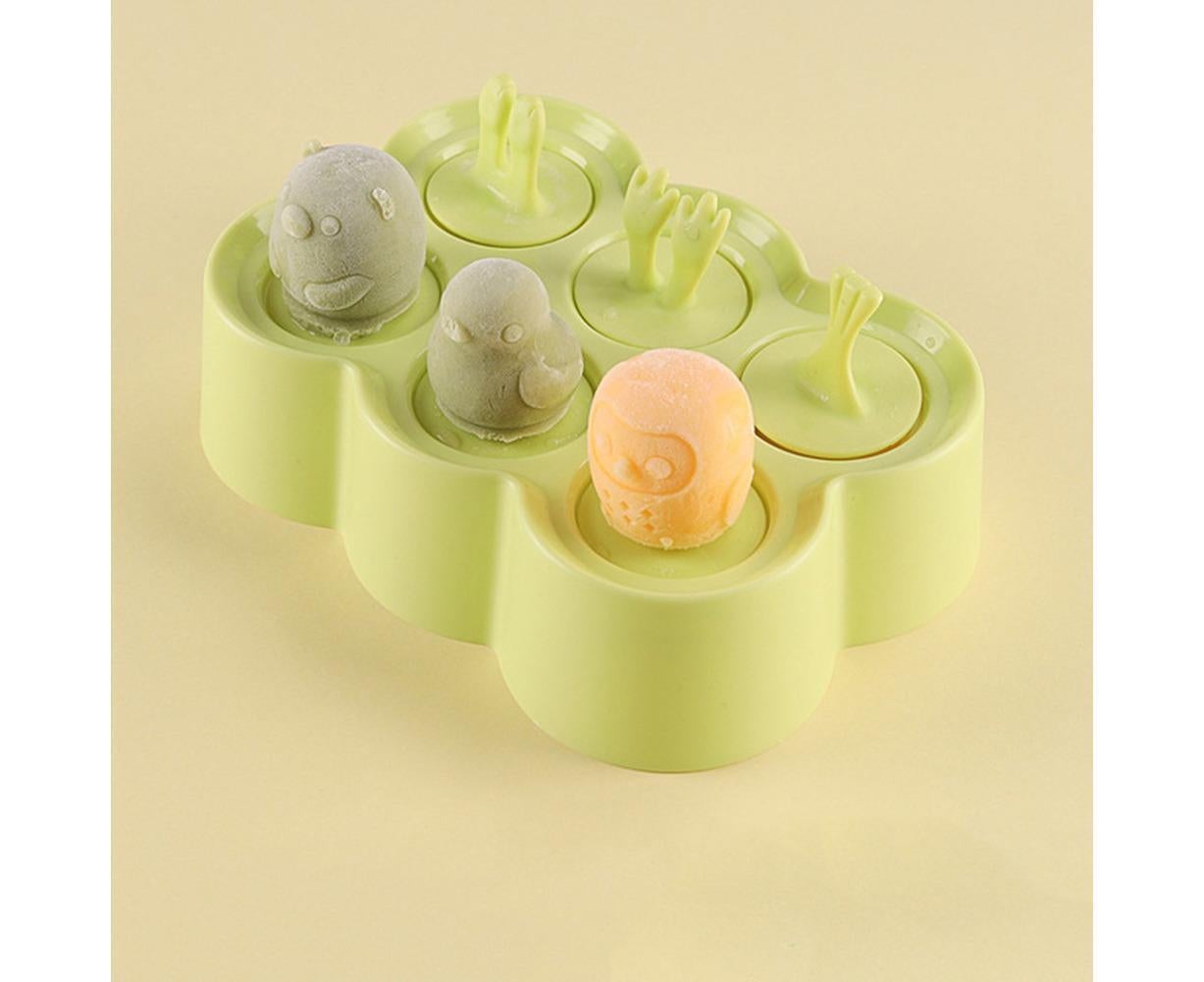 6 Grids Triangle/Rectangle Shape Silicone Kitchen DIY Ice Cream Maker Tray Mould-Green Rectangle V1263-JX-392