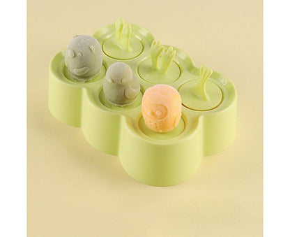6 Grids Triangle/Rectangle Shape Silicone Kitchen DIY Ice Cream Maker Tray Mould-Green Rectangle V1263-JX-392