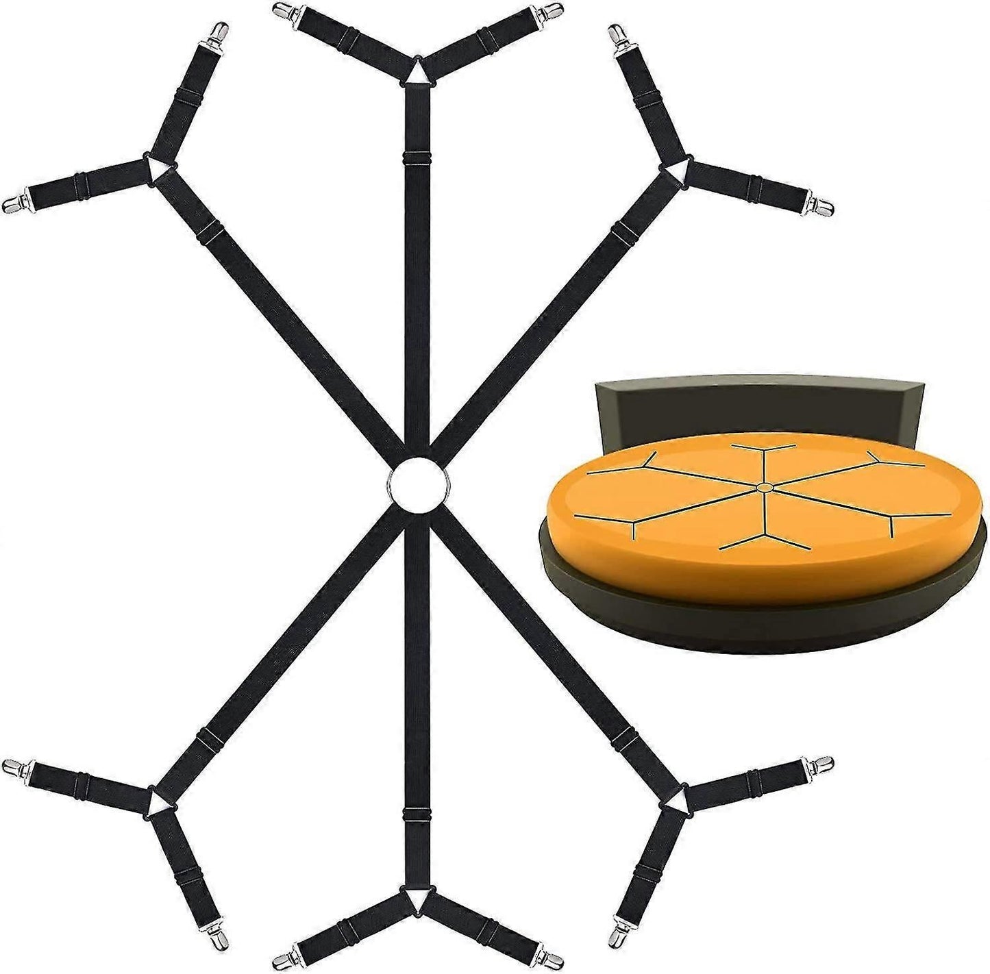 6-Way Bed Sheet Holder Straps, Heavy Duty Clips for Round/Square Mattresses V1263-JX-3921
