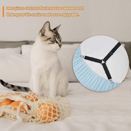 6-Way Bed Sheet Holder Straps, Heavy Duty Clips for Round/Square Mattresses V1263-JX-3921