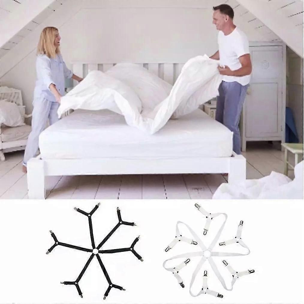 6-Way Bed Sheet Holder Straps, Heavy Duty Clips for Round/Square Mattresses V1263-JX-3921
