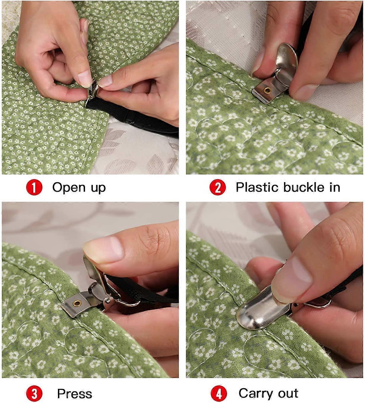 6-Way White Adjustable Bed Sheet Holder Straps, Fit Twin/Full/Queen/King V1263-JX-3923