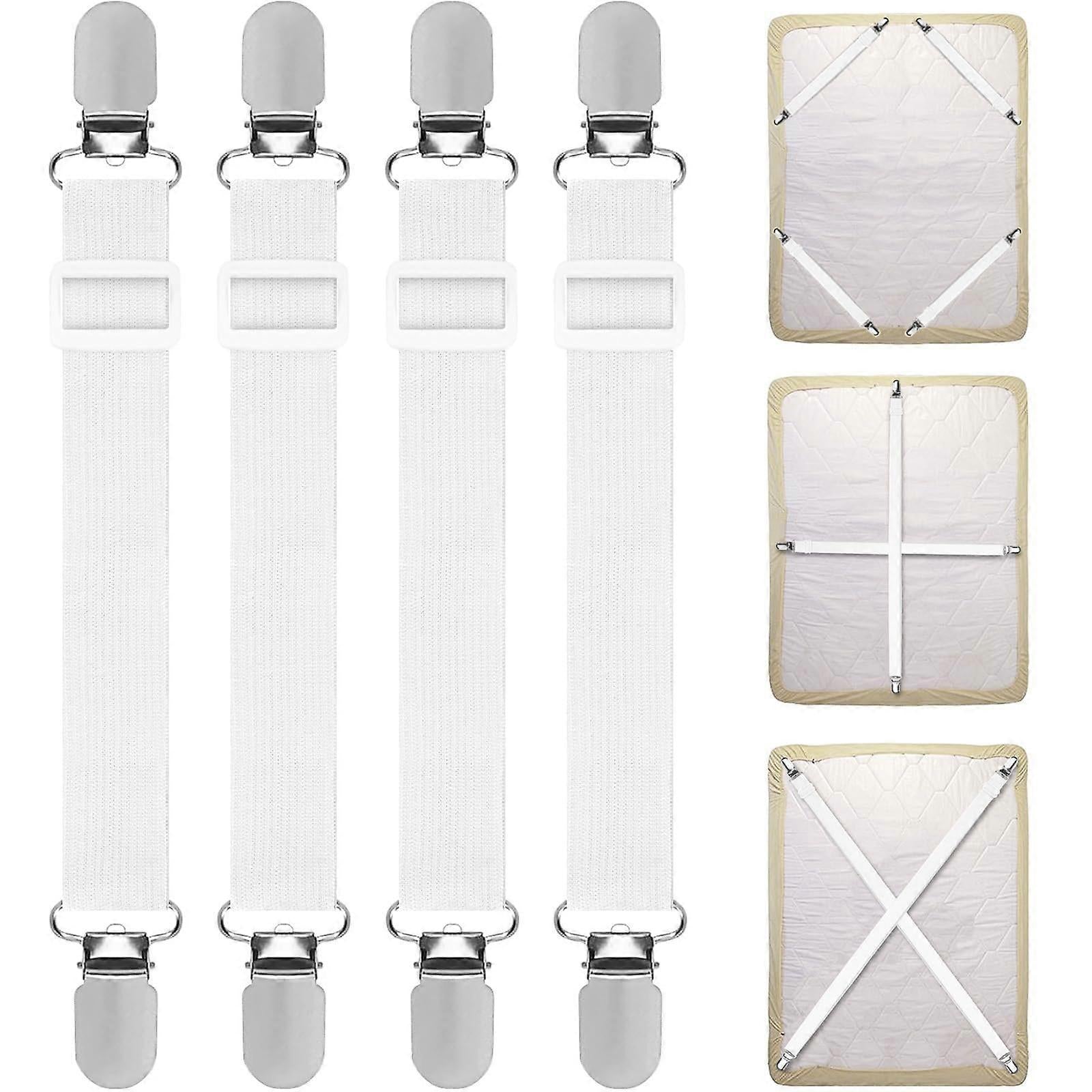 4PCS Adjustable Bed Sheet Straps, Elastic Grippers for Bedding V1263-JX-3925