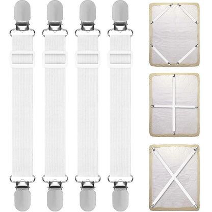 4PCS Adjustable Bed Sheet Straps, Elastic Grippers for Bedding V1263-JX-3925
