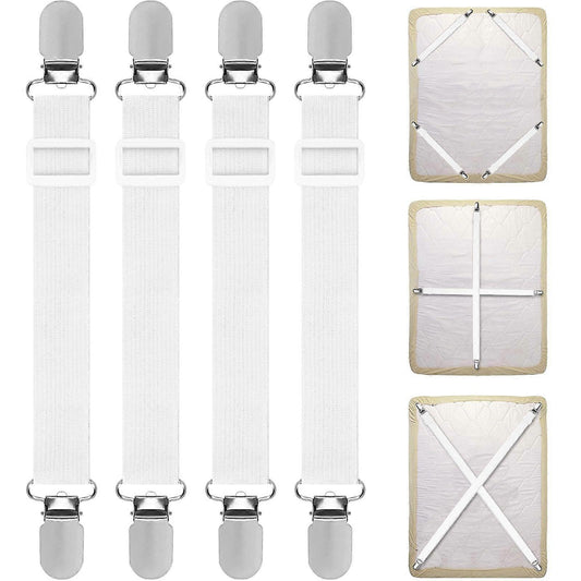 4PCS Adjustable Bed Sheet Straps, Elastic Grippers for Bedding V1263-JX-3925