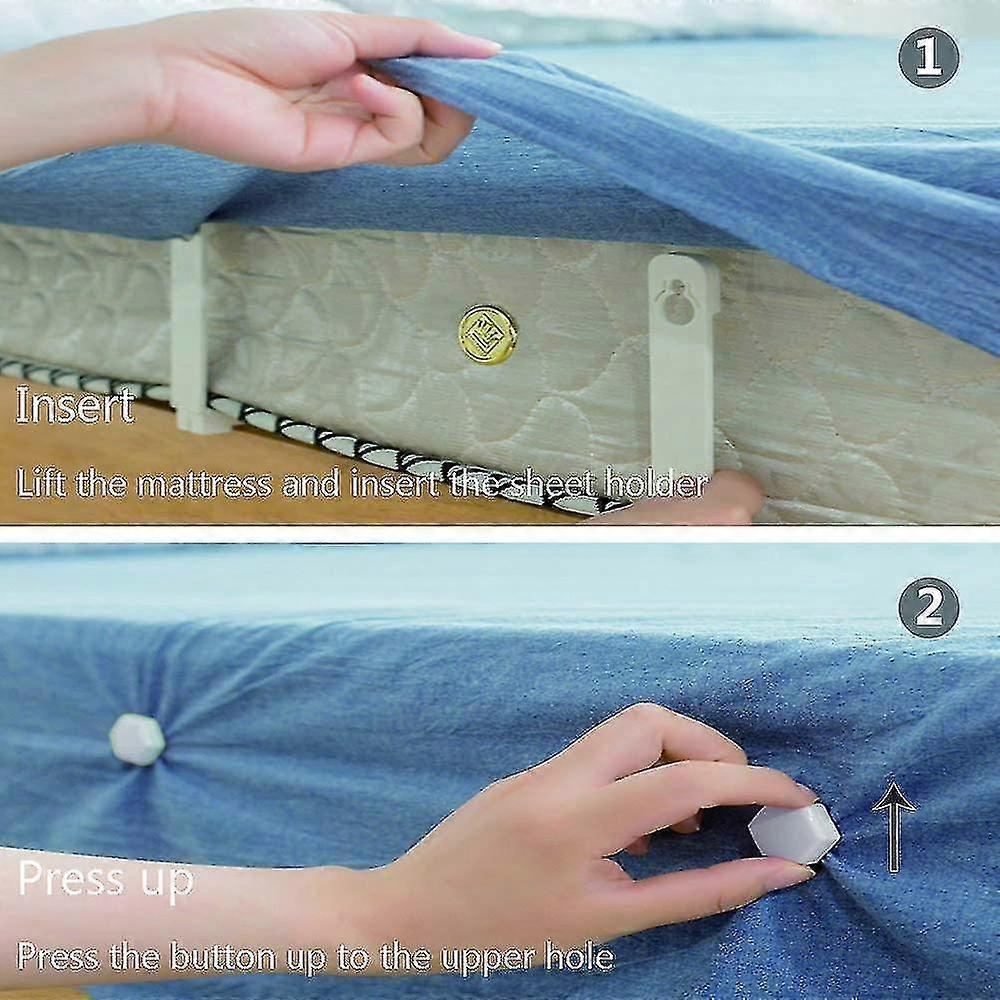 8PCS Bed Sheet Tensioners, White, Adjustable Corner Clips for Mattress V1263-JX-3929
