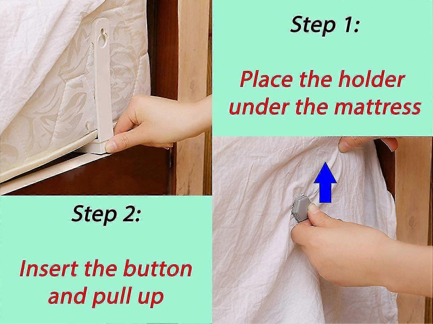 8PCS Bed Sheet Tensioners, White, Adjustable Corner Clips for Mattress V1263-JX-3929