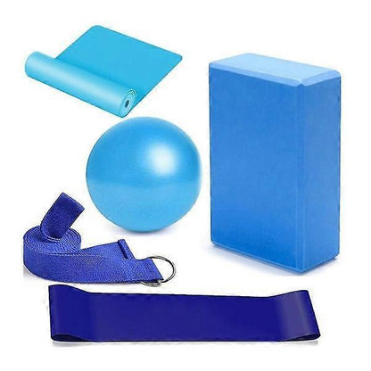 5pc Yoga Set - Yoga Ball, Block, Elastic Band, Stretch Band, Belt V1263-JX-3937