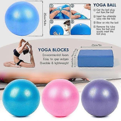 5pc Yoga Set - Yoga Ball, Block, Elastic Band, Stretch Band, Belt V1263-JX-3937