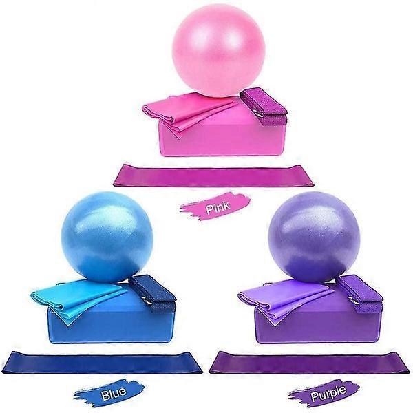 5pc Yoga Set - Yoga Ball, Block, Elastic Band, Stretch Band, Belt V1263-JX-3937