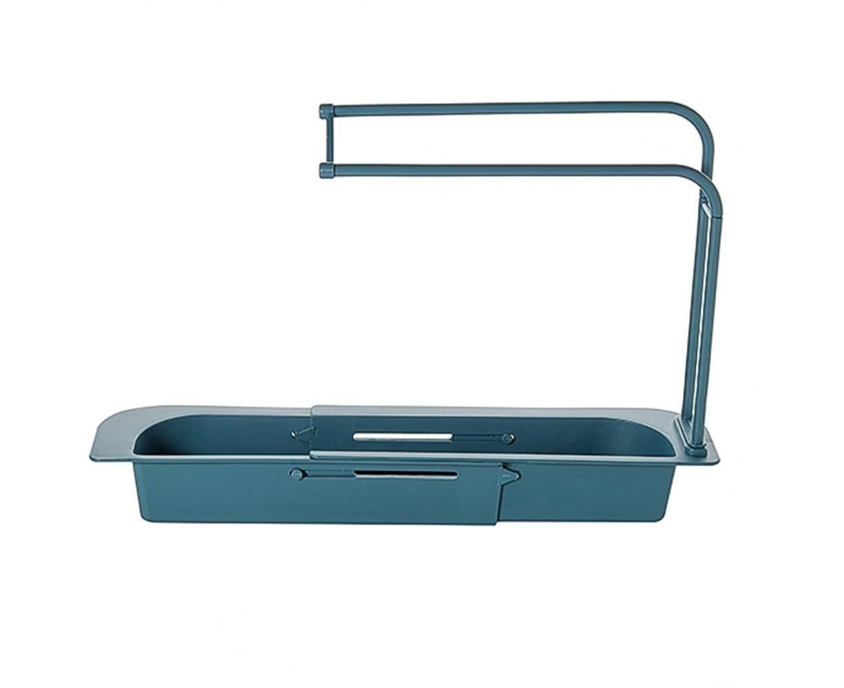 Home Kitchen Telescopic Sink Storage Tray Rack Holder Expandable Drain Basket-Blue V1263-JX-396