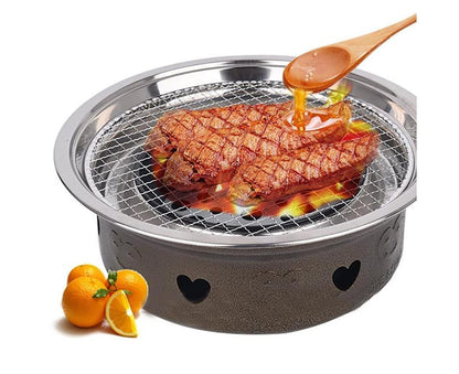 Round Stainless Steel BBQ Grill Roast Mesh Net Non-stick Barbecue Baking Pan-20cm V1263-JX-397