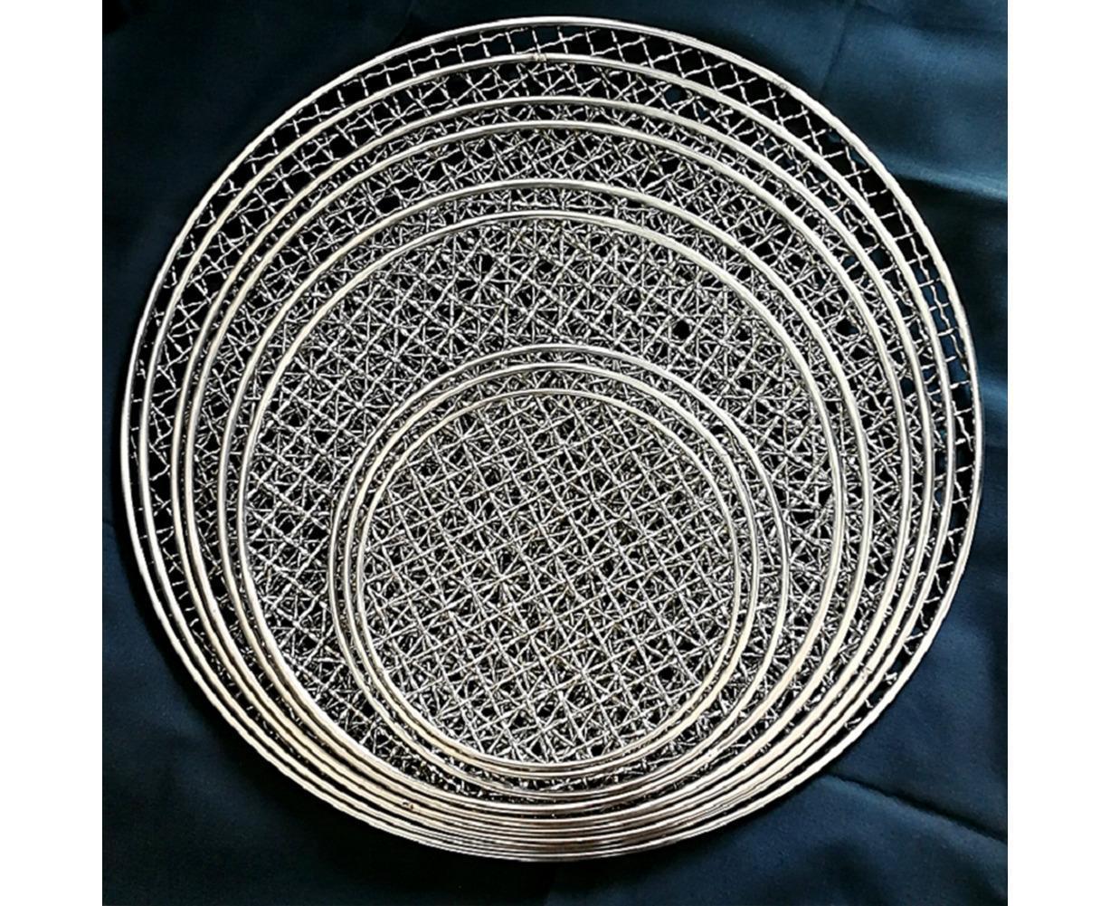 Round Stainless Steel BBQ Grill Roast Mesh Net Non-stick Barbecue Baking Pan-20cm V1263-JX-397