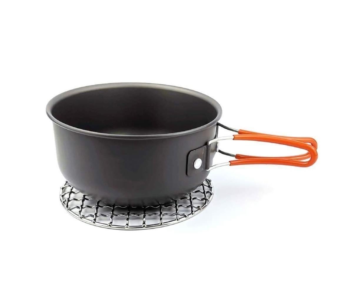 Round Stainless Steel BBQ Grill Roast Mesh Net Non-stick Barbecue Baking Pan-20cm V1263-JX-397