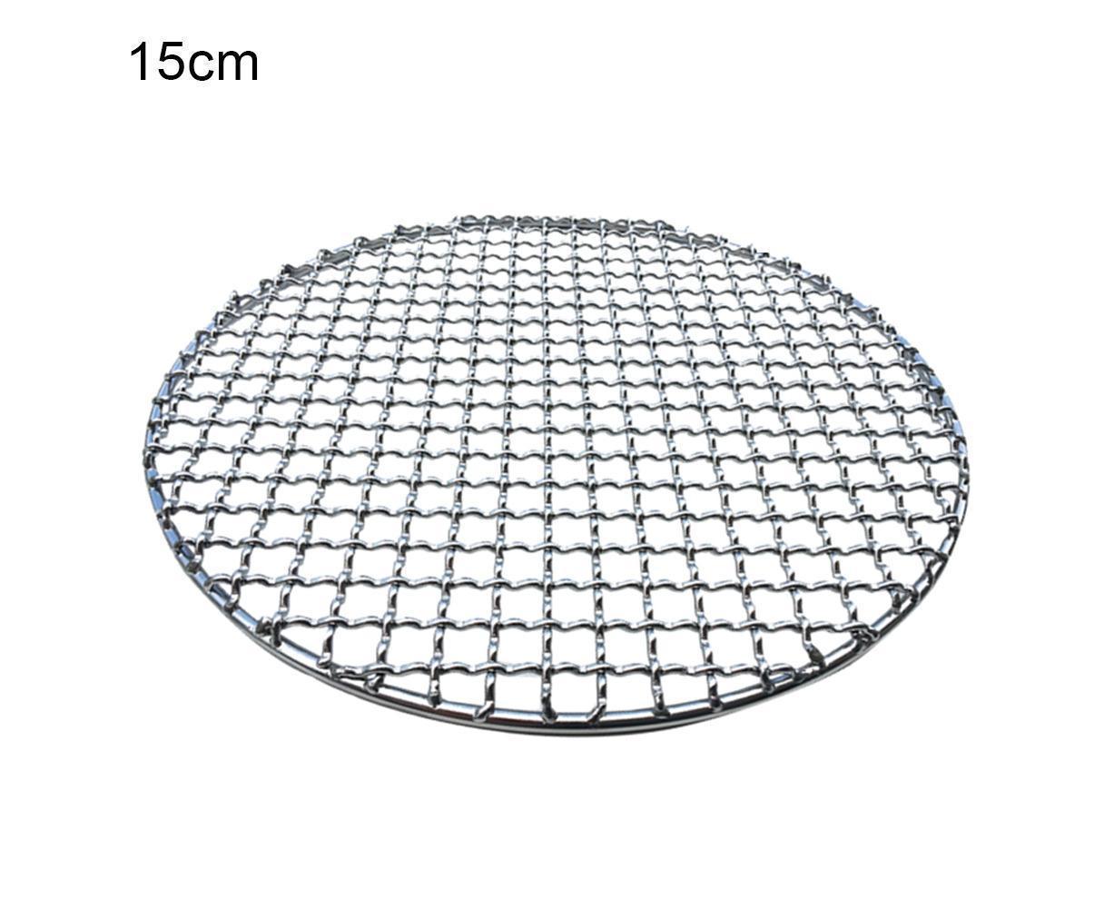 Round Stainless Steel BBQ Grill Roast Mesh Net Non-stick Barbecue Baking Pan-20cm V1263-JX-397