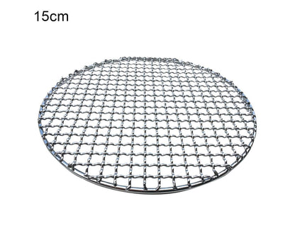 Round Stainless Steel BBQ Grill Roast Mesh Net Non-stick Barbecue Baking Pan-20cm V1263-JX-397