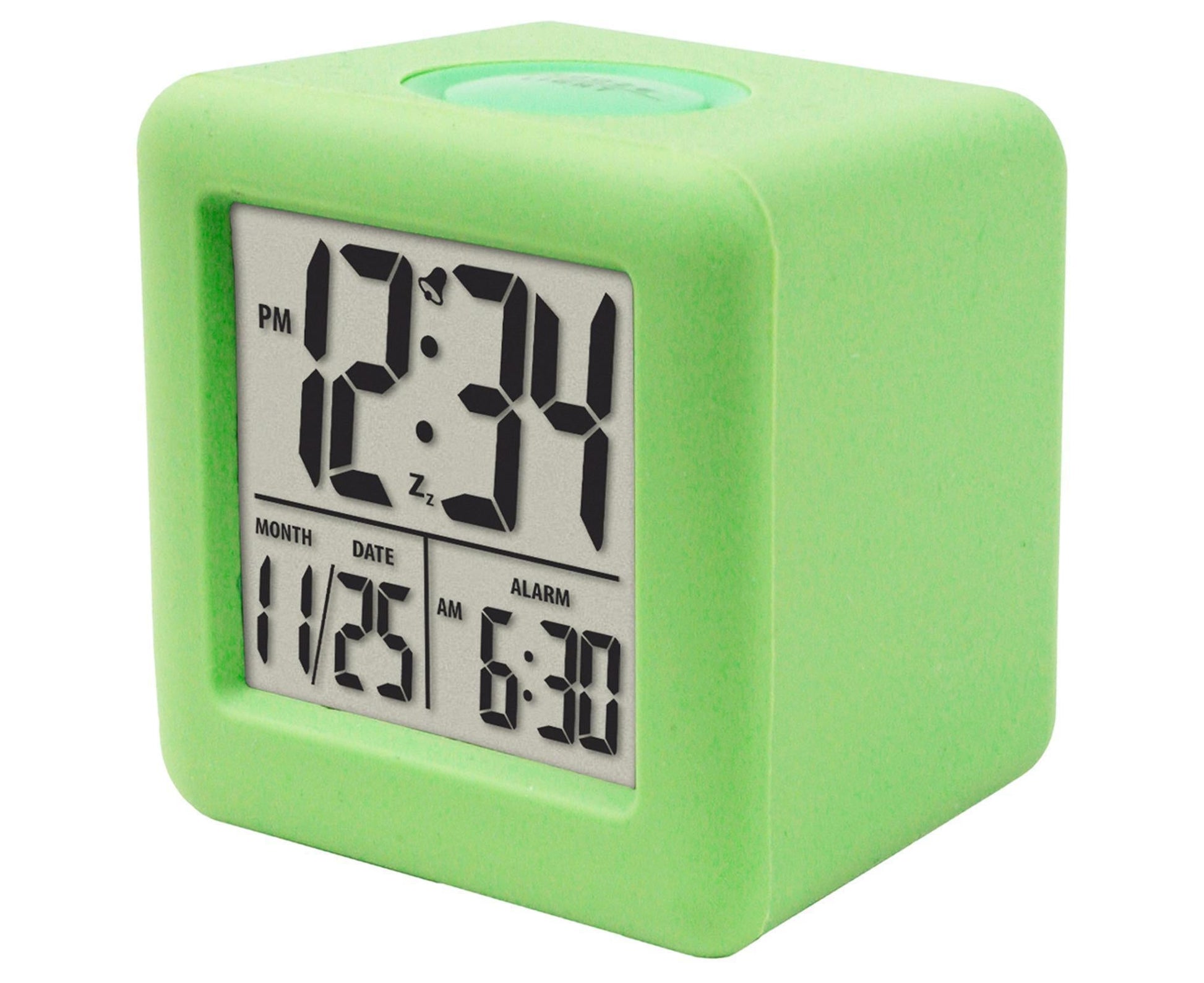 Digital Clock Shock-proof Snooze Function Silicon Cover Electrical LED Clock Household Supplies - Green V1263-JX-399