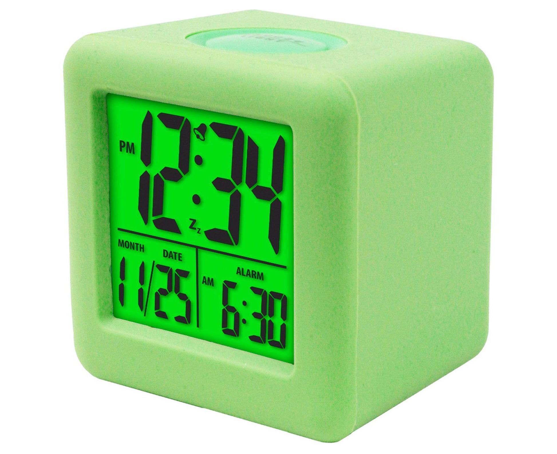 Digital Clock Shock-proof Snooze Function Silicon Cover Electrical LED Clock Household Supplies - Green V1263-JX-399