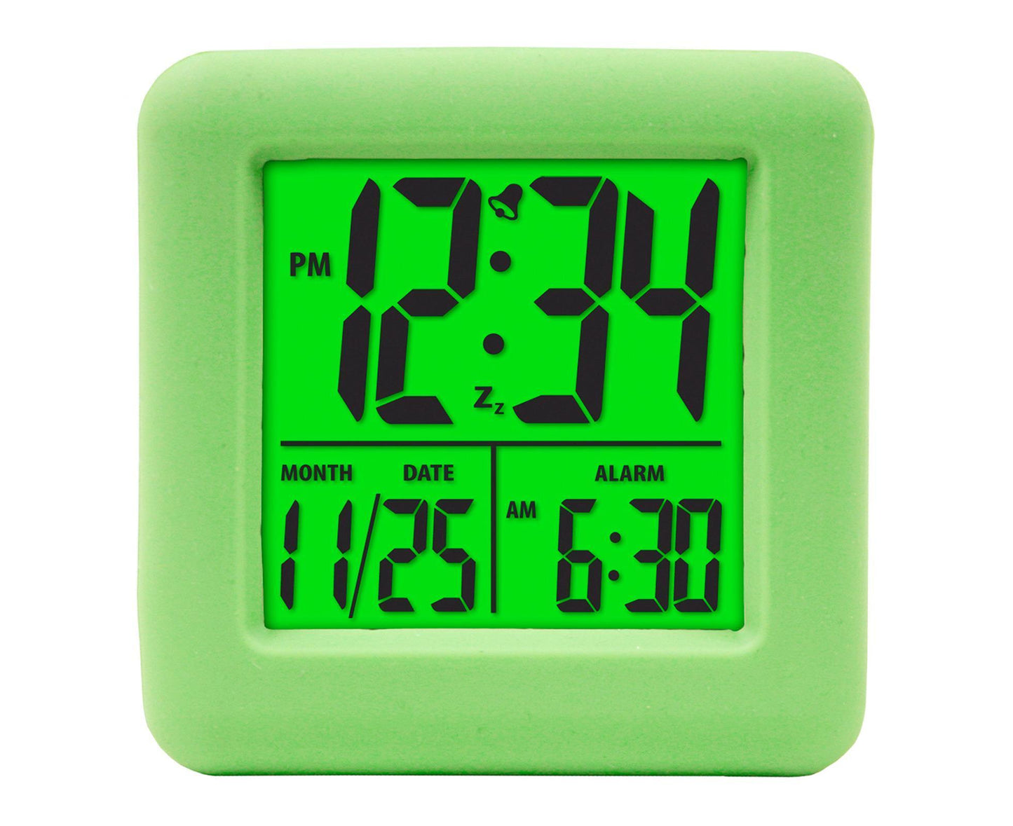 Digital Clock Shock-proof Snooze Function Silicon Cover Electrical LED Clock Household Supplies - Green V1263-JX-399