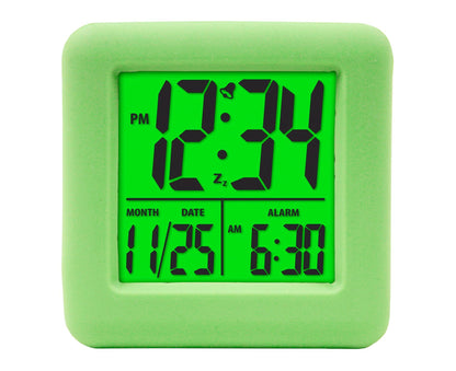 Digital Clock Shock-proof Snooze Function Silicon Cover Electrical LED Clock Household Supplies - Green V1263-JX-399