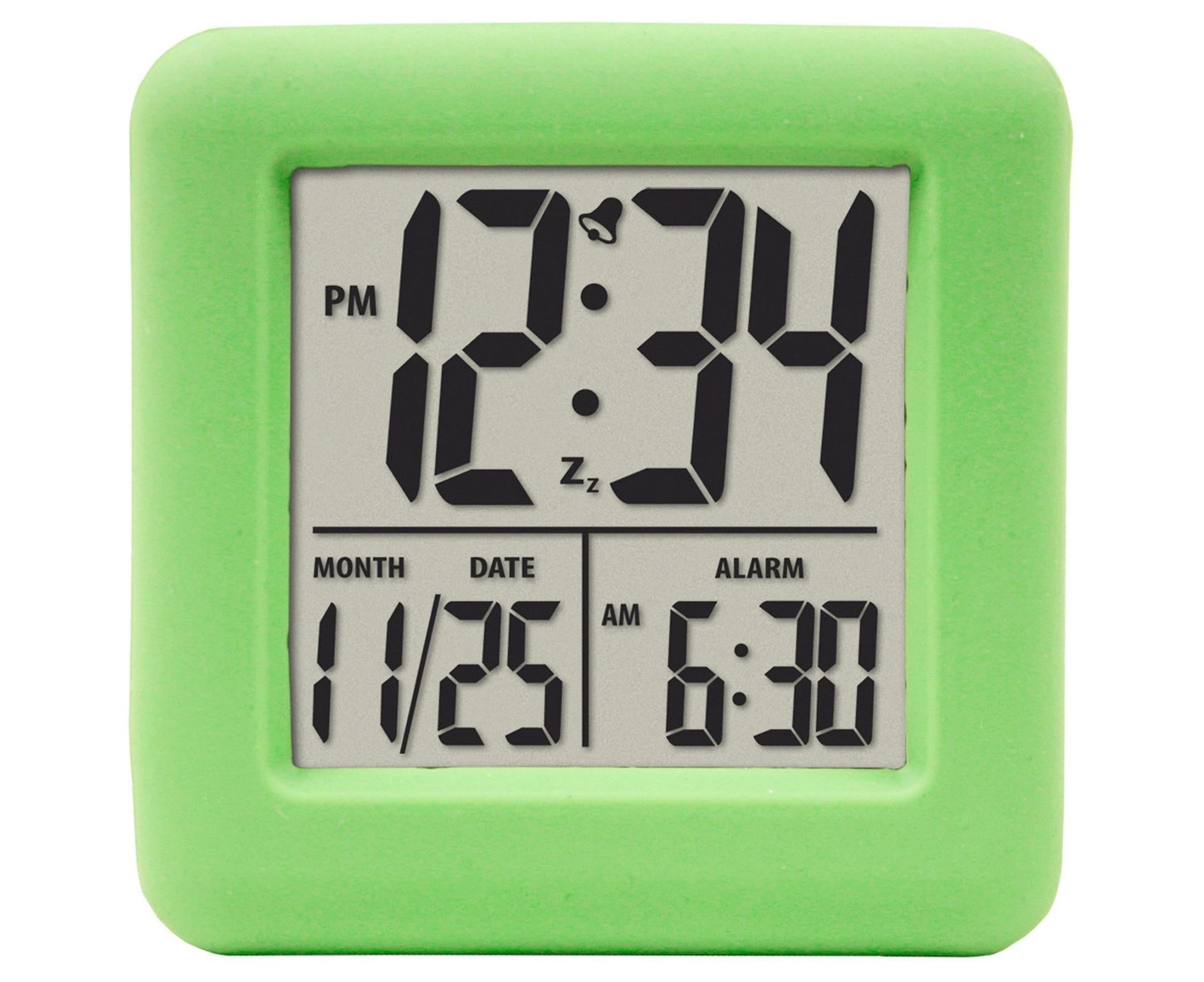 Digital Clock Shock-proof Snooze Function Silicon Cover Electrical LED Clock Household Supplies - Green V1263-JX-399