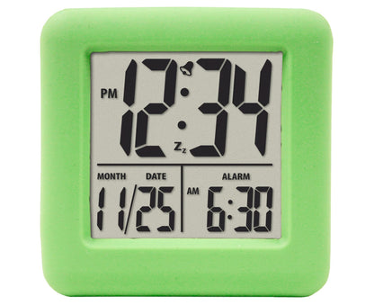 Digital Clock Shock-proof Snooze Function Silicon Cover Electrical LED Clock Household Supplies - Green V1263-JX-399