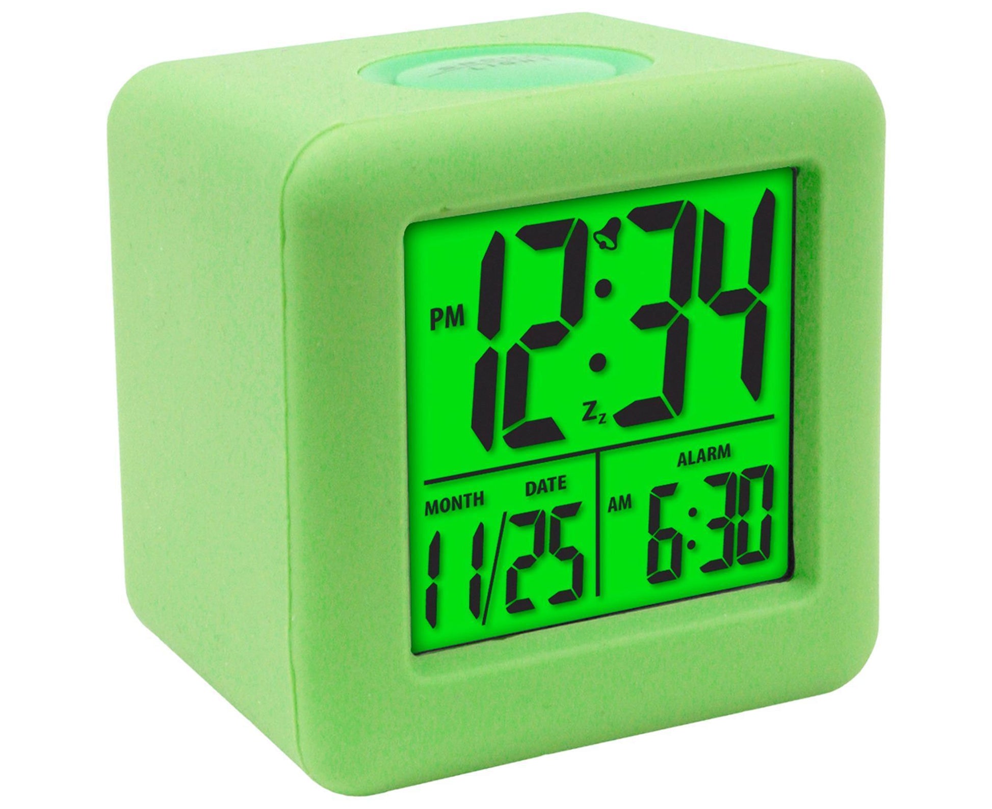 Digital Clock Shock-proof Snooze Function Silicon Cover Electrical LED Clock Household Supplies - Green V1263-JX-399
