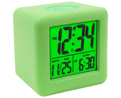 Digital Clock Shock-proof Snooze Function Silicon Cover Electrical LED Clock Household Supplies - Green V1263-JX-399