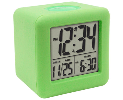 Digital Clock Shock-proof Snooze Function Silicon Cover Electrical LED Clock Household Supplies - Green V1263-JX-399