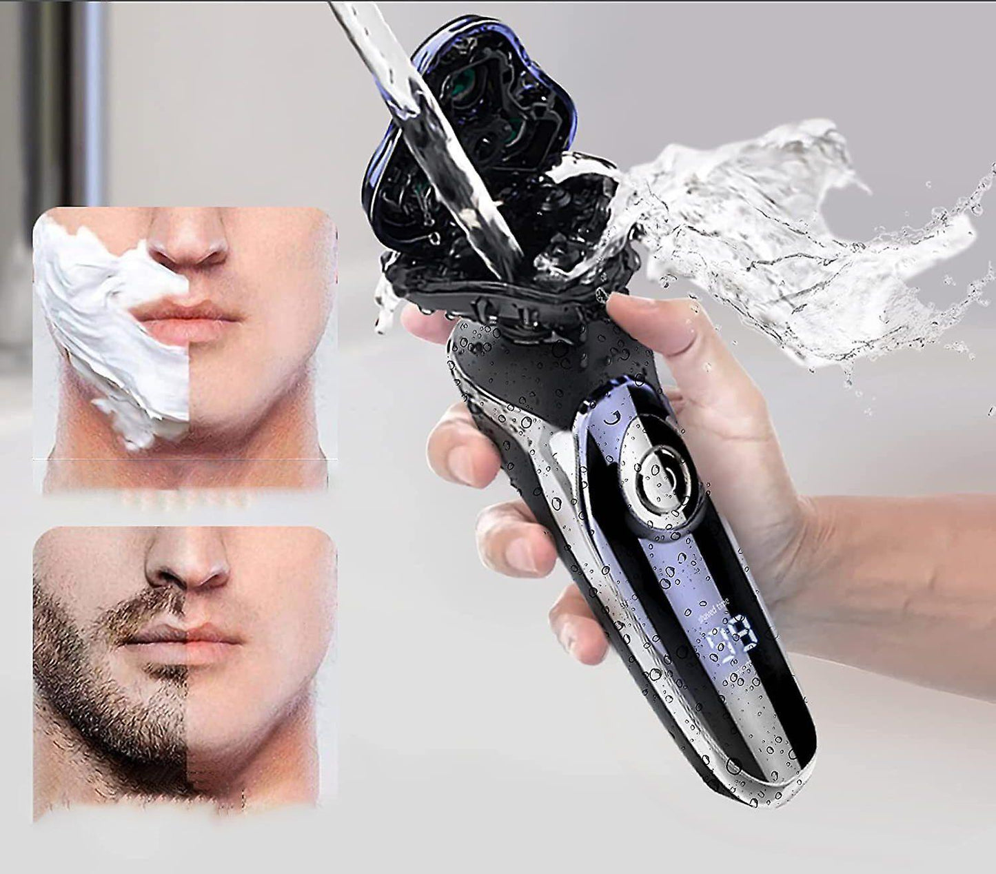 Men's Electric Rotary Shaver, Wet & Dry Beard Trimmer, Body Grooming Razor V1263-JX-4017