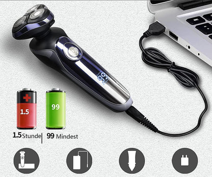 Men's Electric Rotary Shaver, Wet & Dry Beard Trimmer, Body Grooming Razor V1263-JX-4017