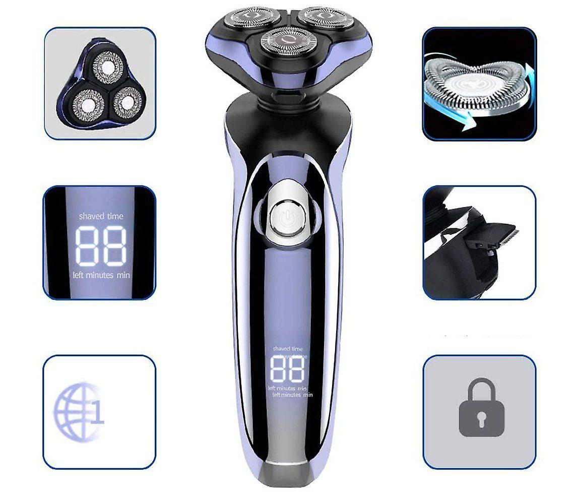 Men's Electric Rotary Shaver, Wet & Dry Beard Trimmer, Body Grooming Razor V1263-JX-4017