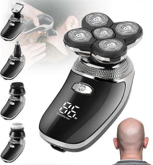 Rechargeable Bald Head Shaver for Men, USB Rotary Beard Trimmer, Waterproof V1263-JX-4018