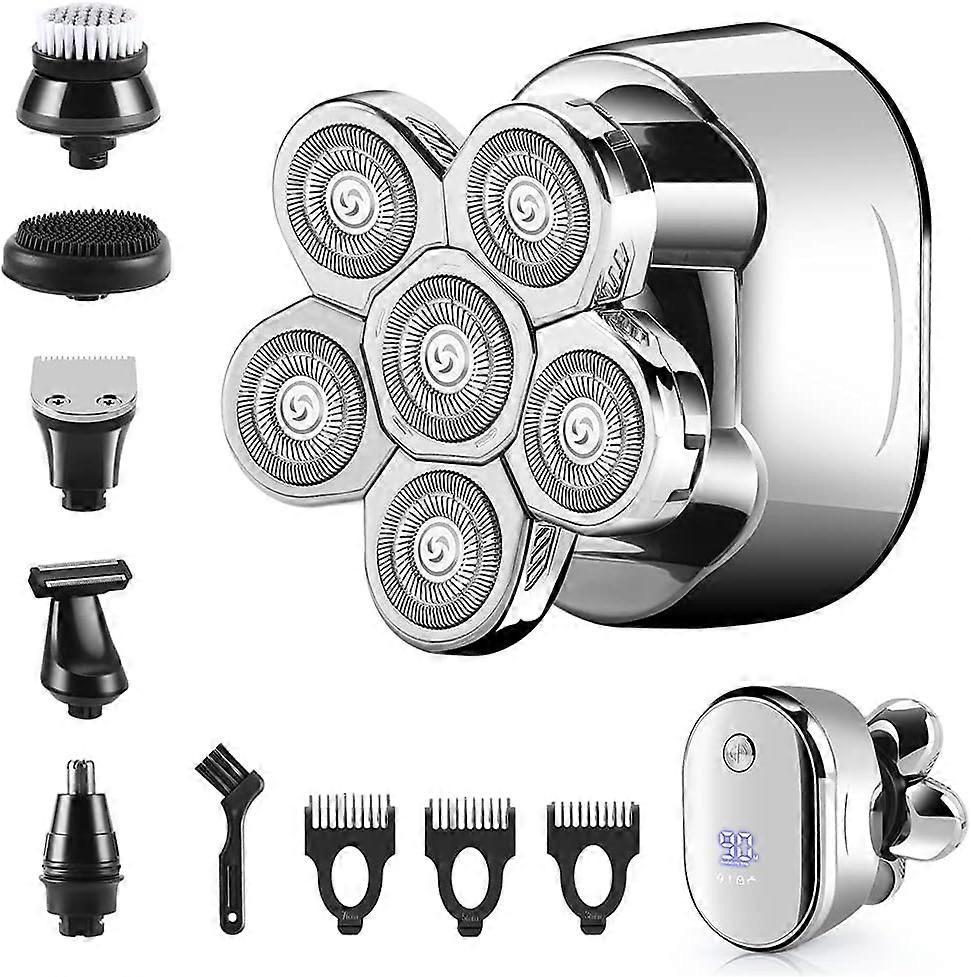 Waterproof USB Bald Head Shaver for Men, Rechargeable Rotary Razor V1263-JX-4019