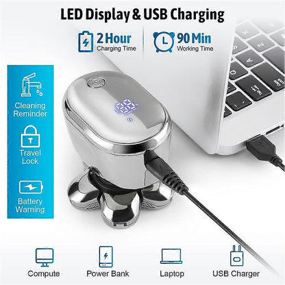Waterproof USB Bald Head Shaver for Men, Rechargeable Rotary Razor V1263-JX-4019