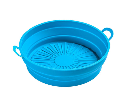 Air Fryers Bakeware Foldable Silicone Grill Pan -Blue 7.5inch V1263-JX-402