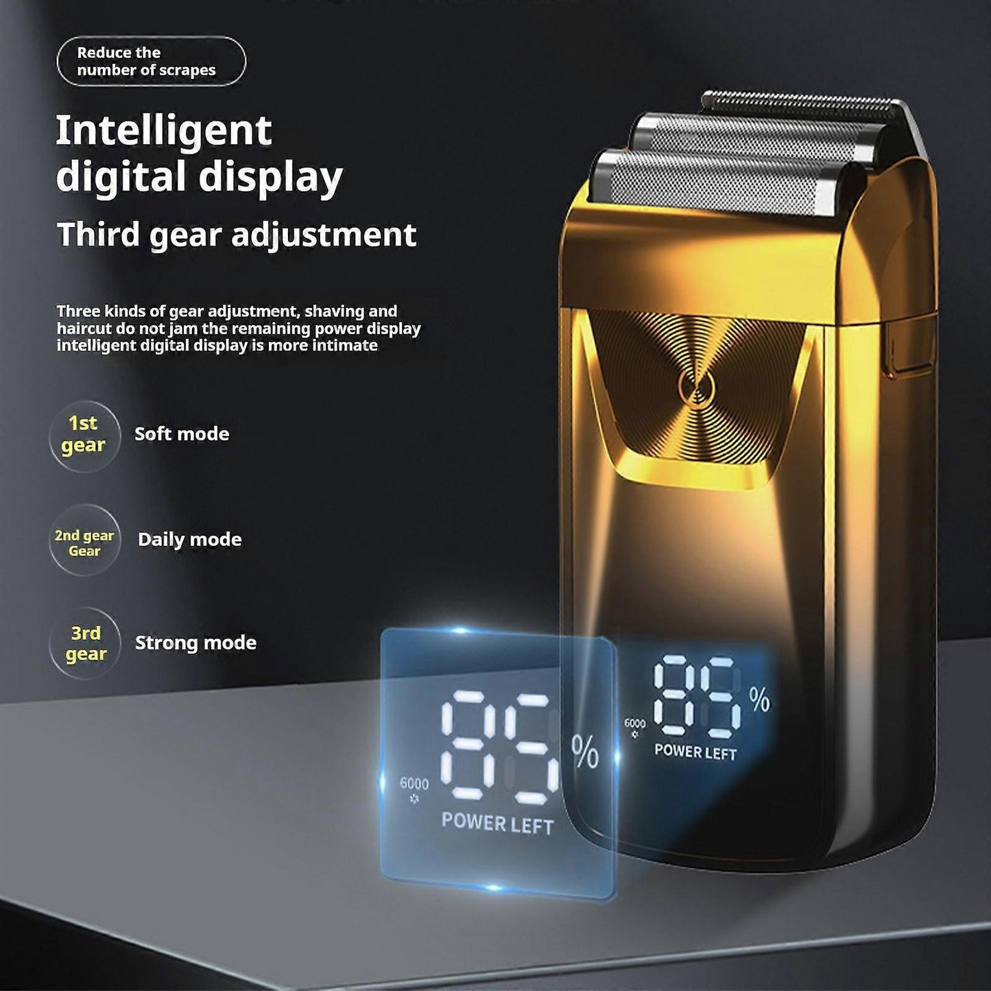 5-in-1 Bald Shaver for Men, LED Display, 3-Speed Electric Beard Razor V1263-JX-4025