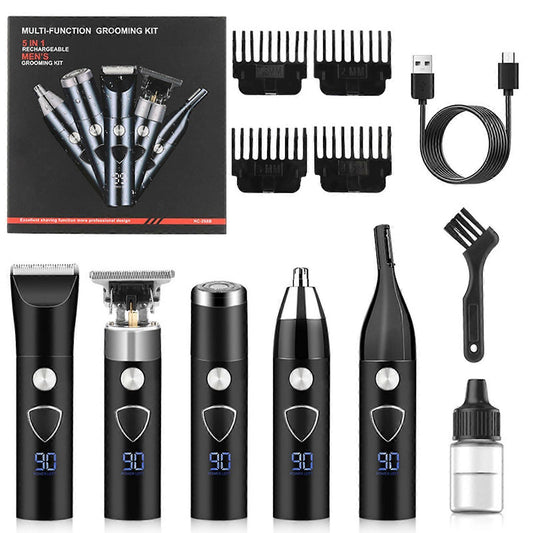 5-in-1 Bald Shaver with LED Display, Multiple Heads for Men's Grooming V1263-JX-4037