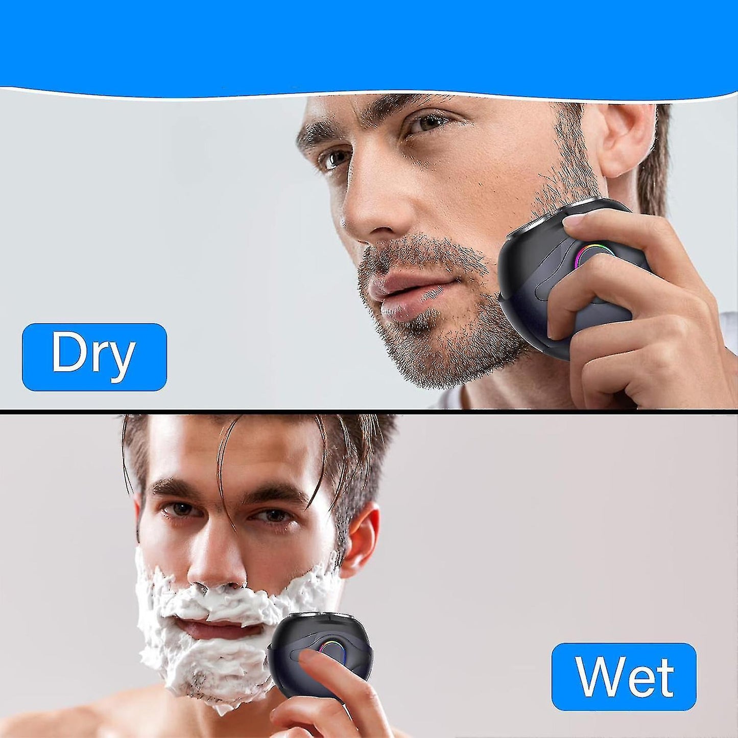 Mini RGB Electric Shaver for Men, Wet & Dry Beard Razor for Travel V1263-JX-4038