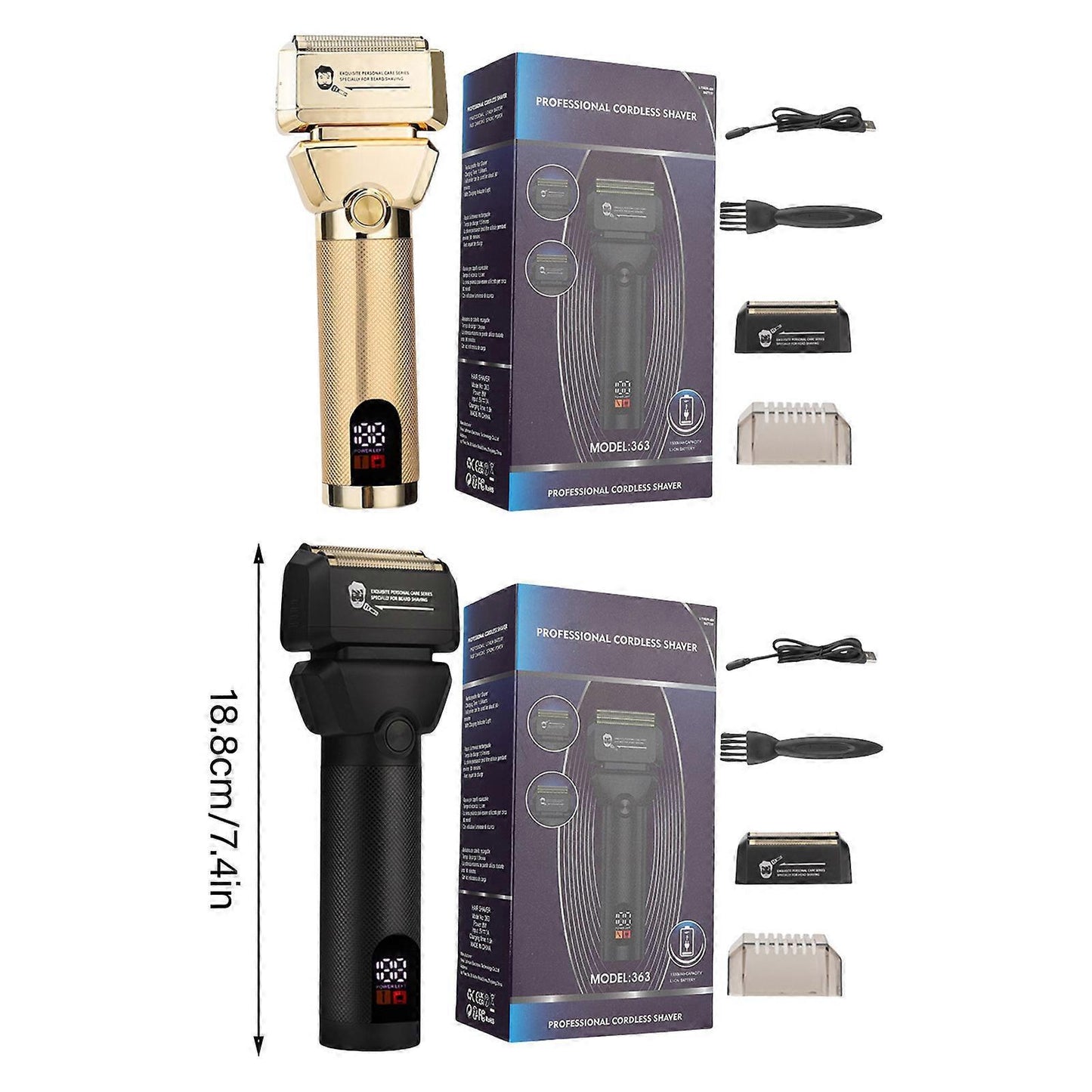 Foil Electric Shaver for Bald Men, Gold Cordless Barber Razor V1263-JX-4047