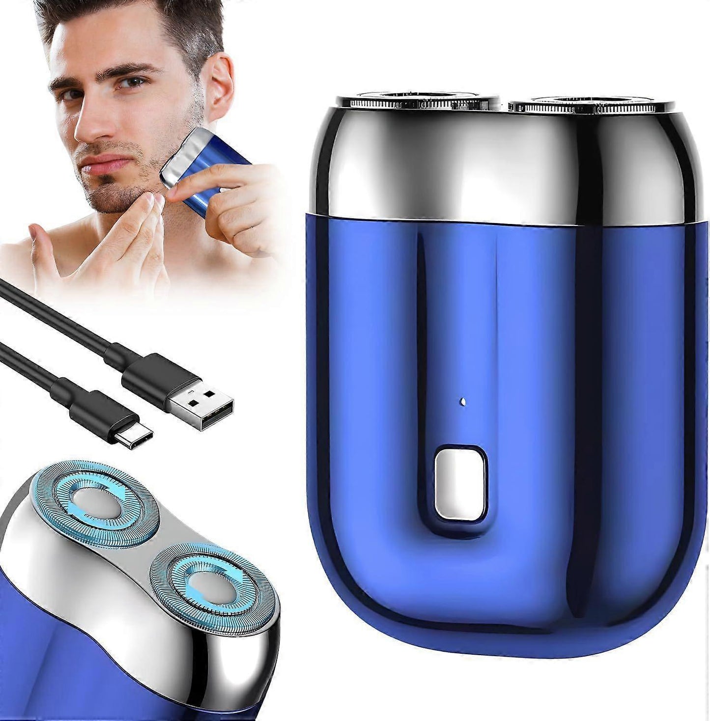 USB Portable Beard Shaver for Men, Mini Cordless Electric Razor V1263-JX-4050