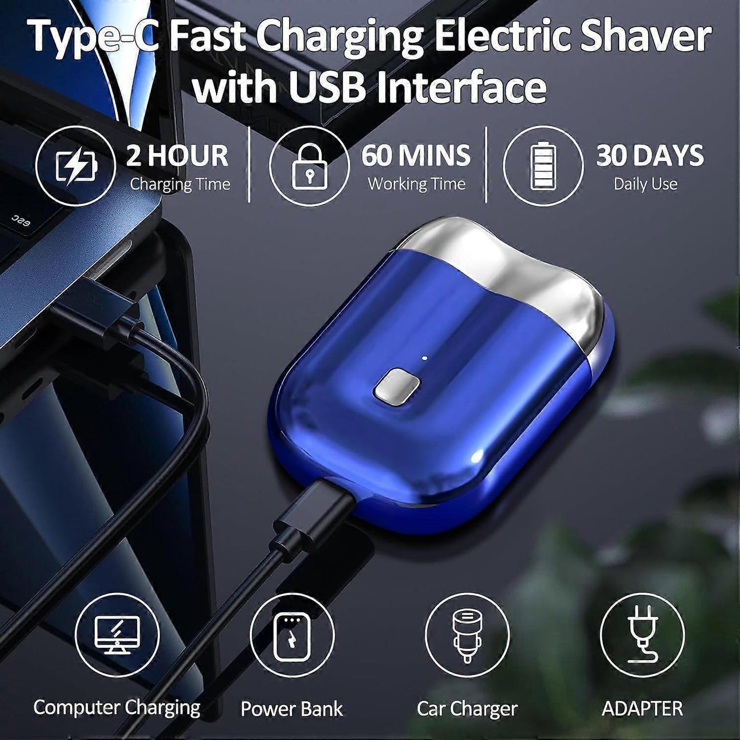 USB Portable Beard Shaver for Men, Mini Cordless Electric Razor V1263-JX-4050