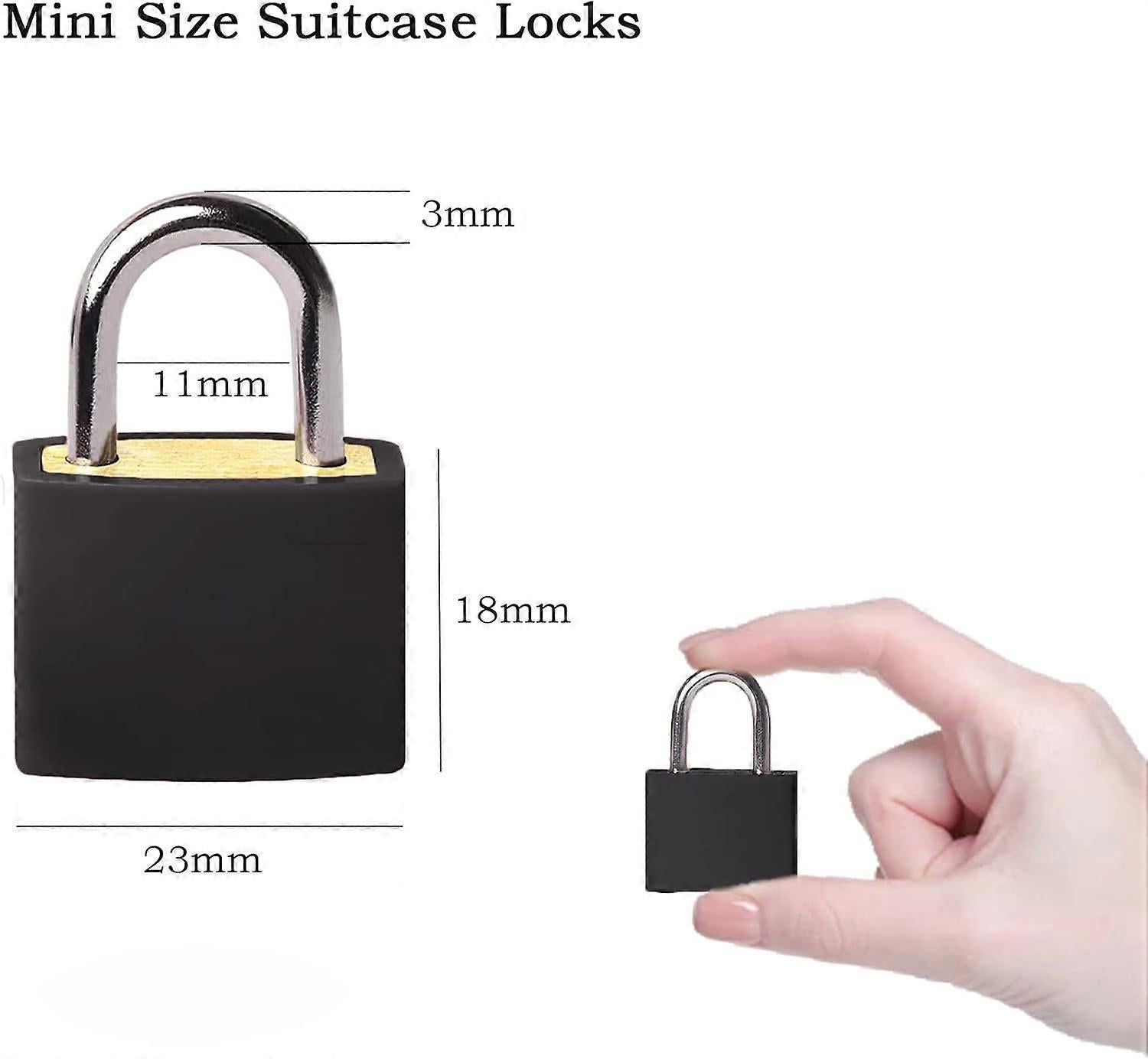 2pcs Mini Luggage Lock with Key - Travel Suitcase Locker Padlock (Black) V1263-JX-4059