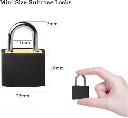 2pcs Mini Luggage Lock with Key - Travel Suitcase Locker Padlock (Black) V1263-JX-4059