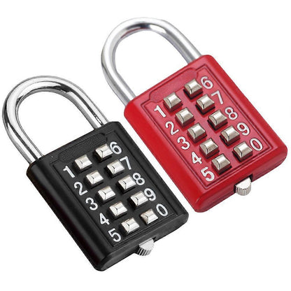 2pcs 10-Digit Luggage Locks - Metal Code Padlocks for Gym, Travel, Backpack V1263-JX-4065