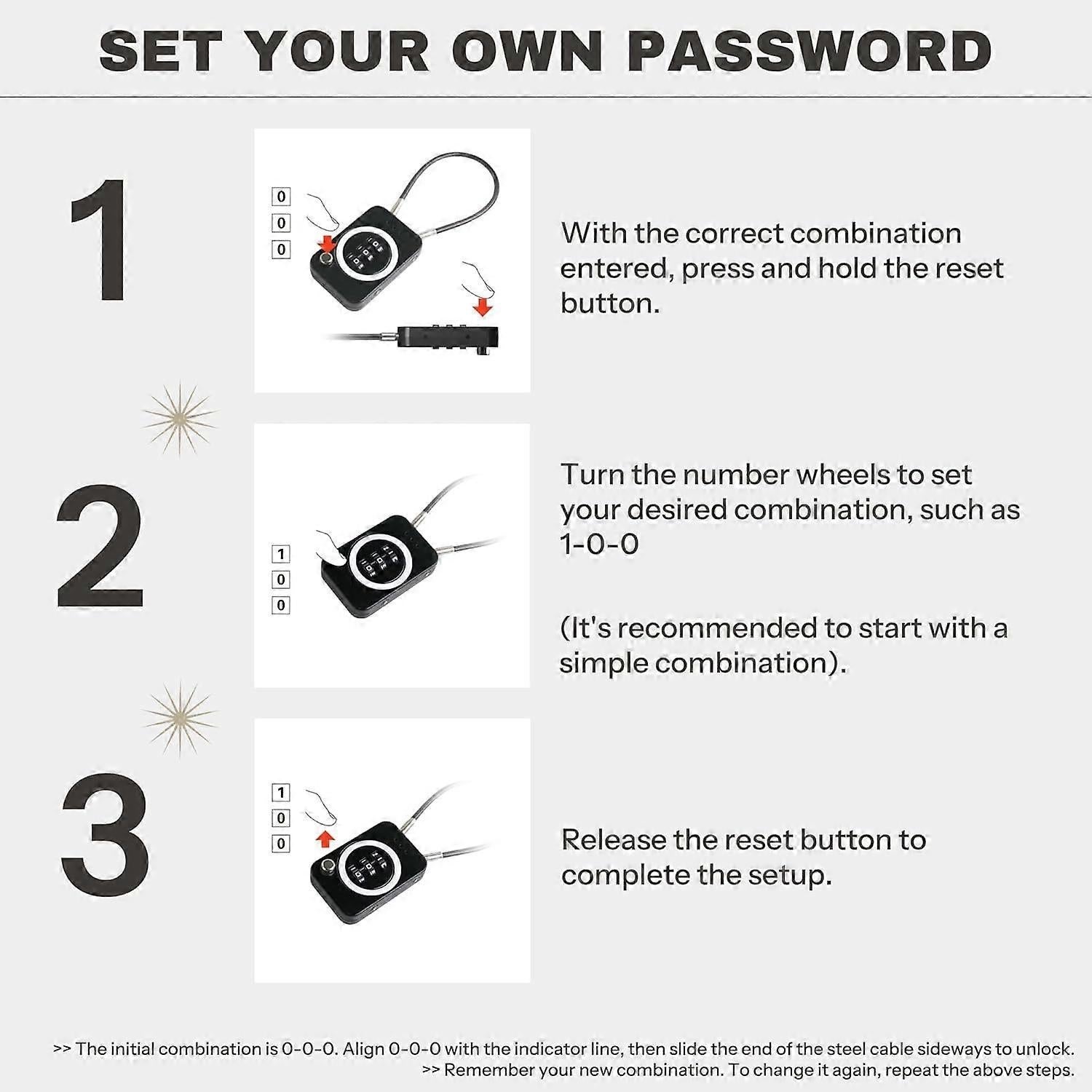 Premium Cable Combo Lock - Coded Travel Lock for Luggage V1263-JX-4070