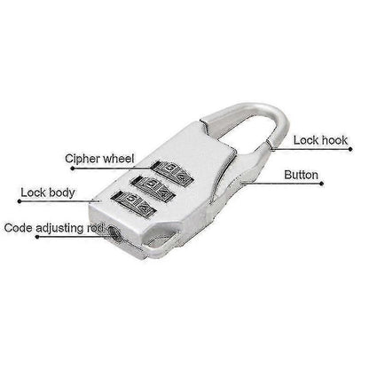 3-Digit Travel Luggage Lock - Small Combination Lock for Bags V1263-JX-4073