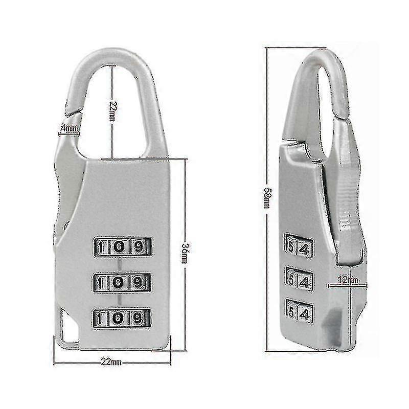 3-Digit Travel Luggage Lock - Small Combination Lock for Bags V1263-JX-4073