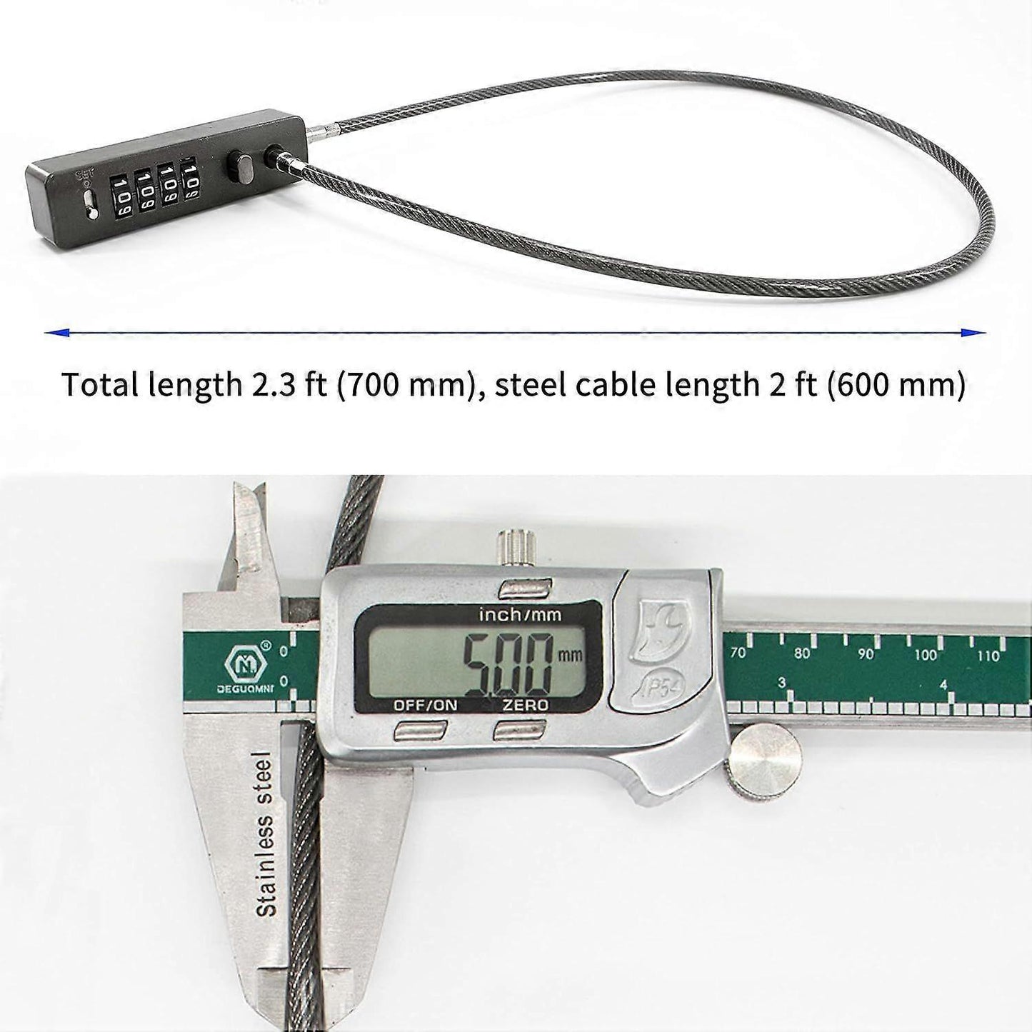 Steel Cable Combo Lock - Weatherproof Travel Luggage Security Lock V1263-JX-4074